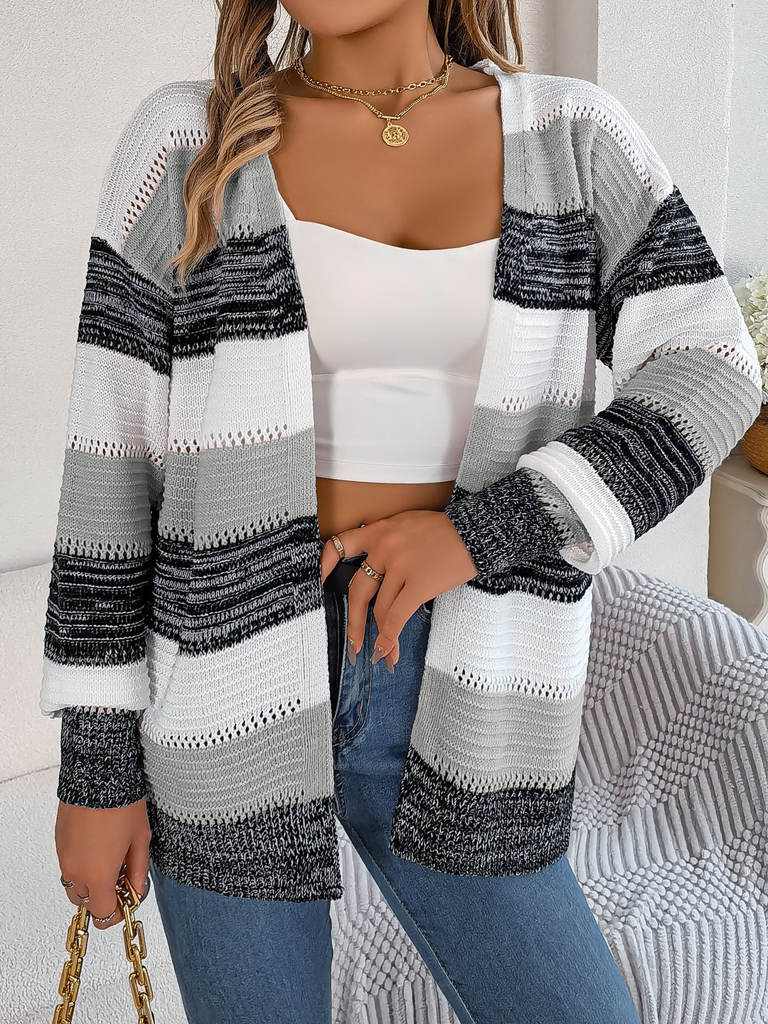 Gigi | Hollow-Knit Cardigan