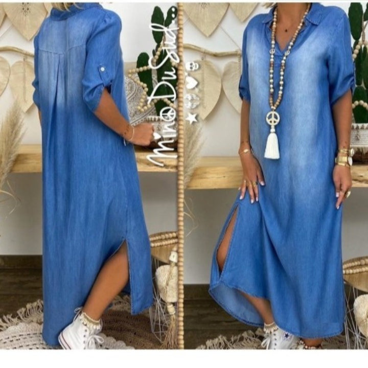 Liana | Long Denim Style Dress