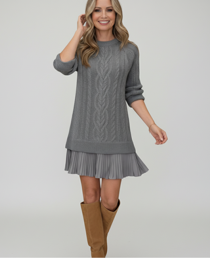 Mara™ | Knit & Pleat Mini Dress